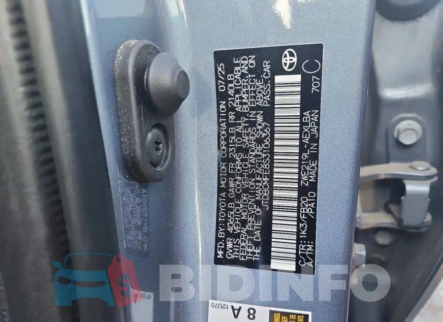 JTDBCMFE8S3106367 Photo# 13