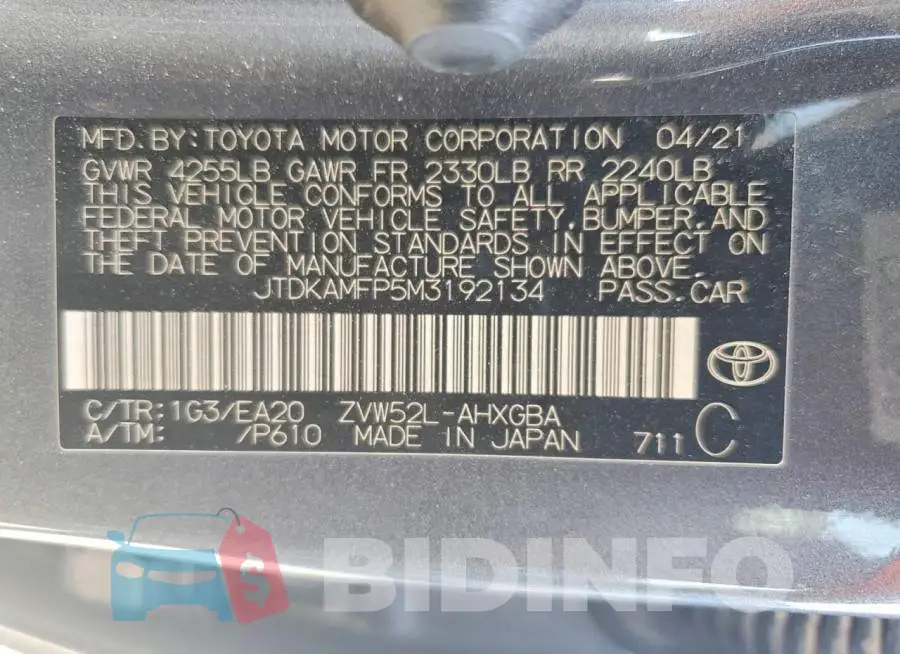 JTDKAMFP5M3192134 Photo# 13