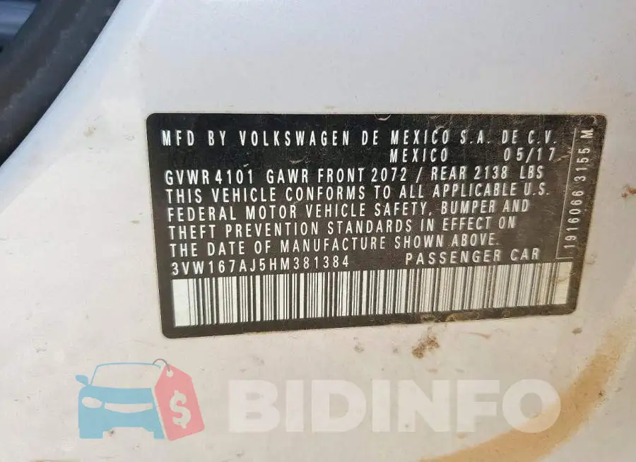 3VW167AJ5HM381384 Photo# 12