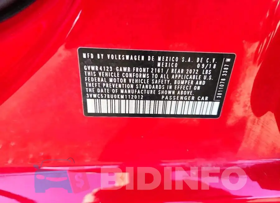 3VWC57BU0KM112012 Photo# 12
