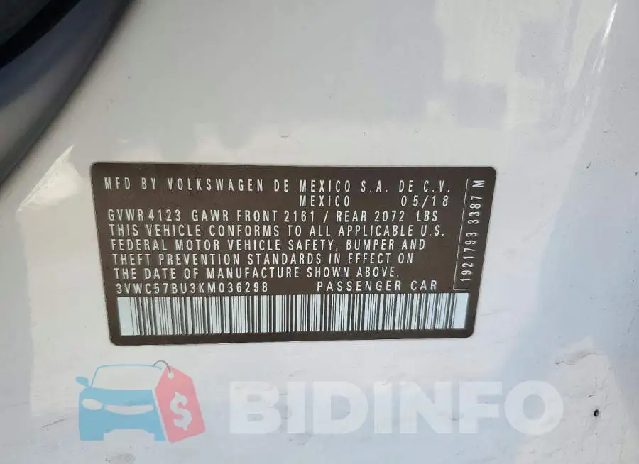 3VWC57BU3KM036298 Photo# 12