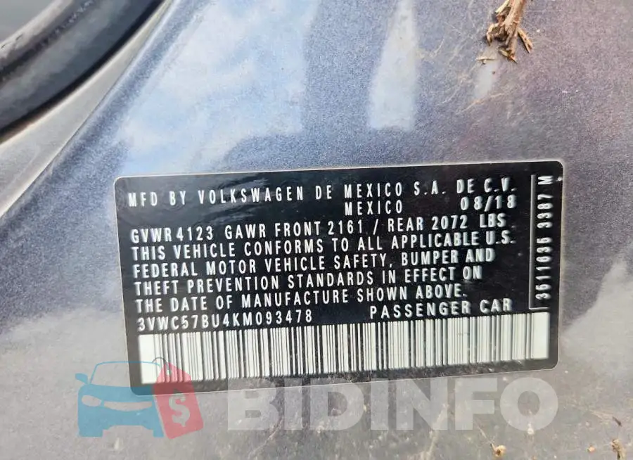 3VWC57BU4KM093478 Photo# 12