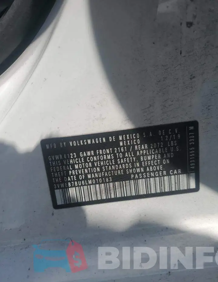 3VWEB7BU6LM010183 Photo# 12