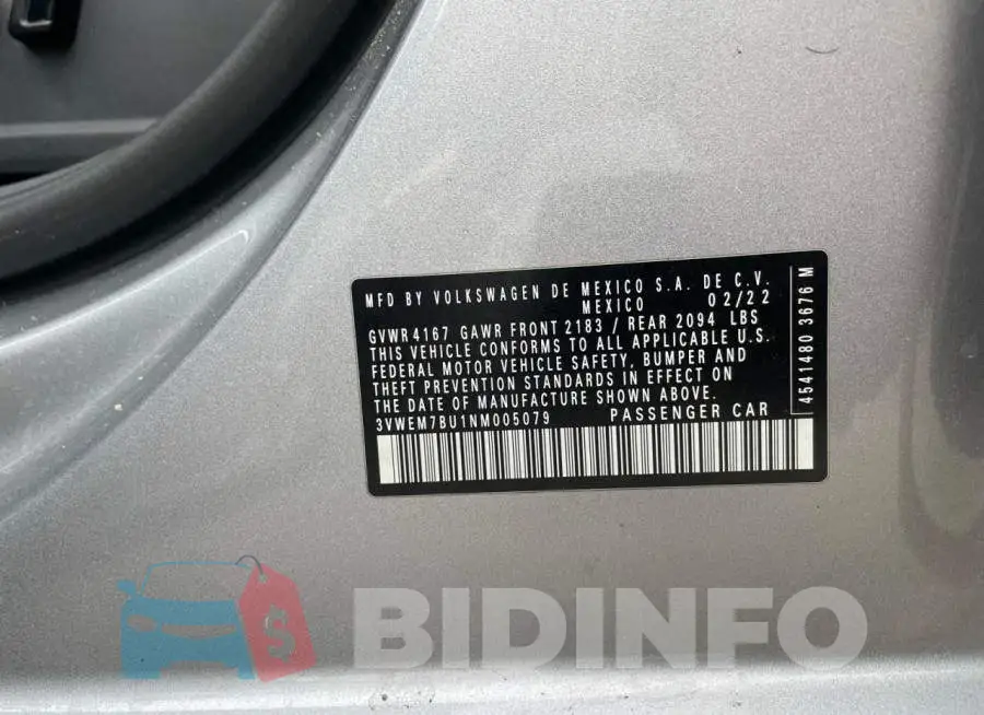 3VWEM7BU1NM005079 Photo# 10