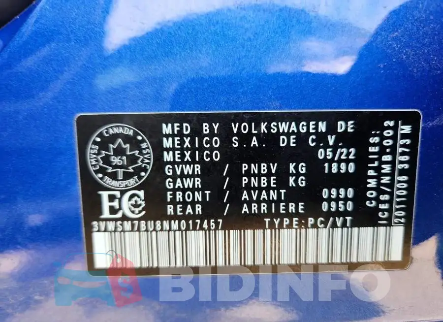 3VWSM7BU8NM017457 Photo# 13