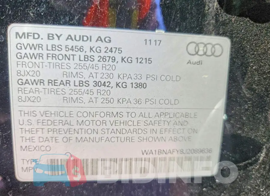WA1BNAFY8J2089636 Photo# 13