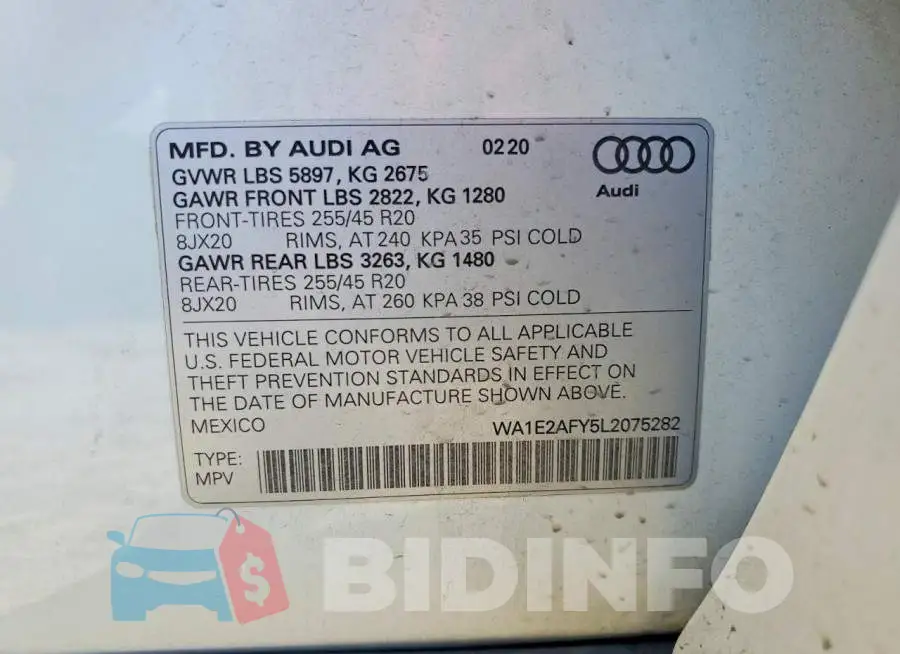 WA1E2AFY5L2075282 Photo# 14