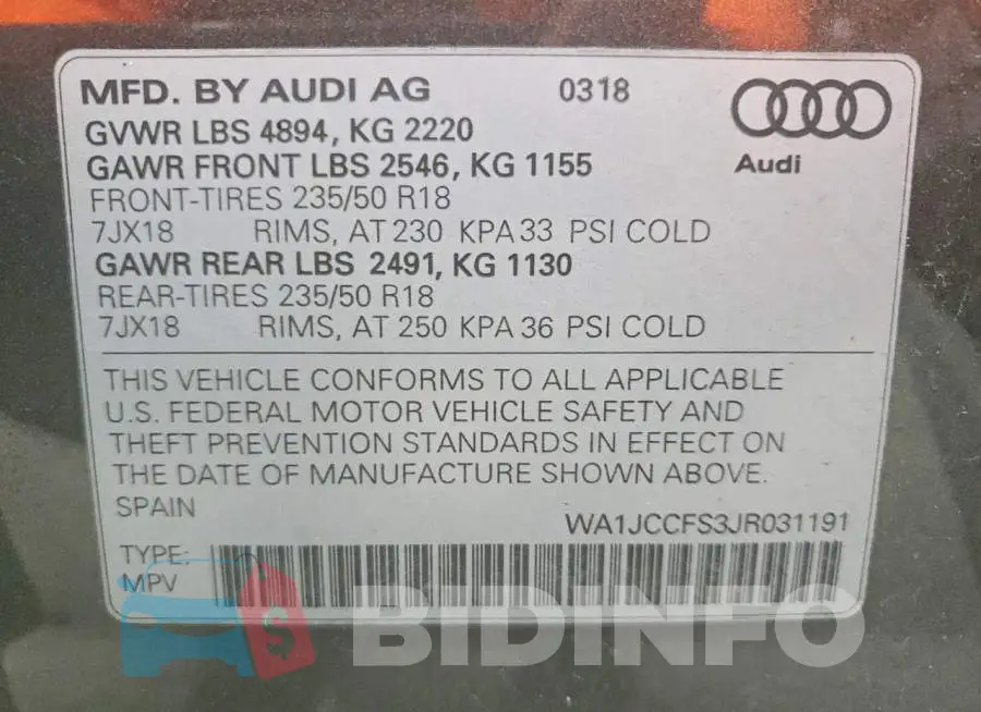 WA1JCCFS3JR031191 Photo# 13