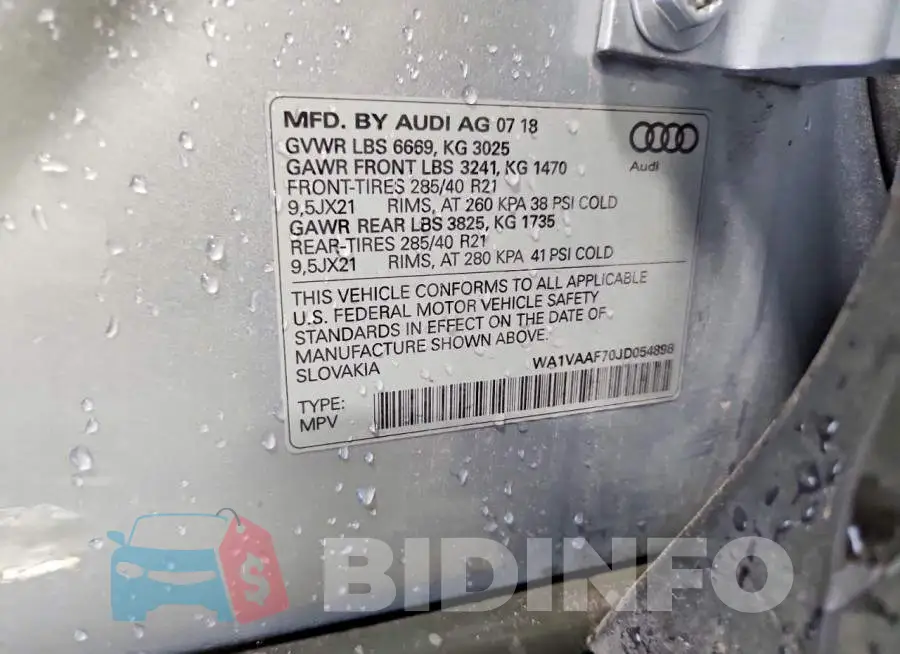 WA1VAAF70JD054898 Photo# 12