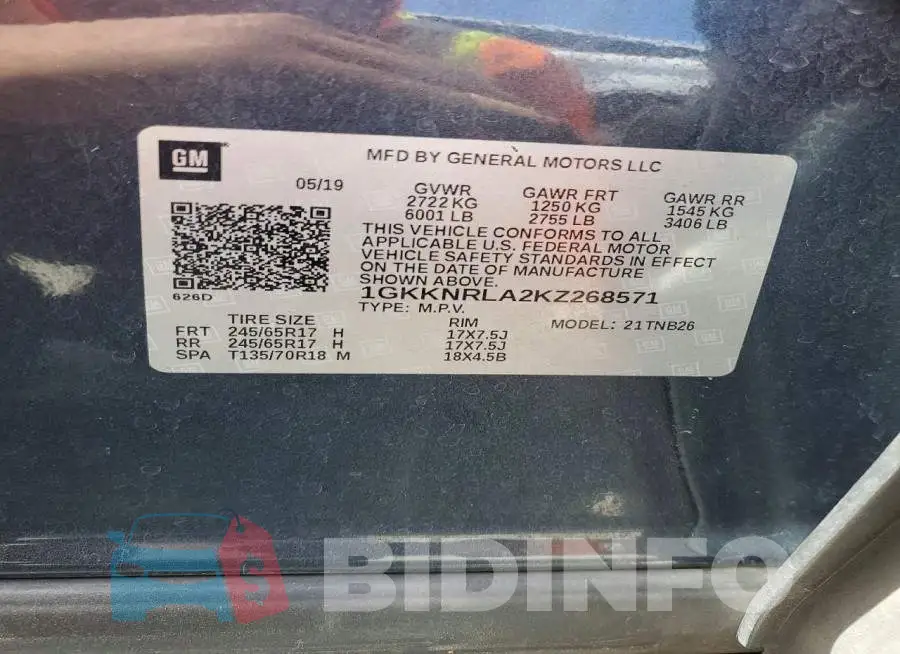 1GKKNRLA2KZ268571 Photo# 13