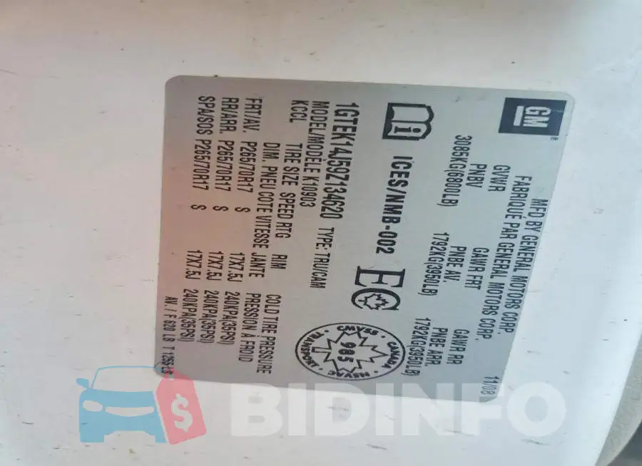 1GTEK14J59Z134620 Photo# 12