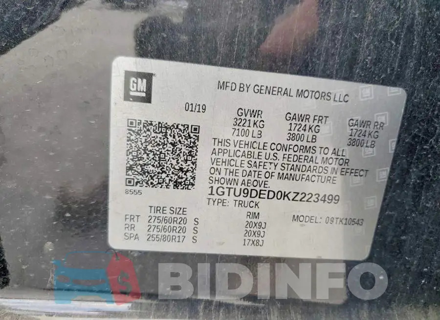1GTU9DED0KZ223499 Photo# 12