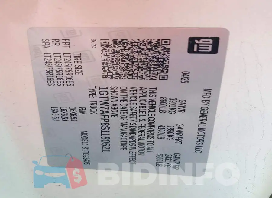 1GTW7AFP8S1180521 Photo# 14