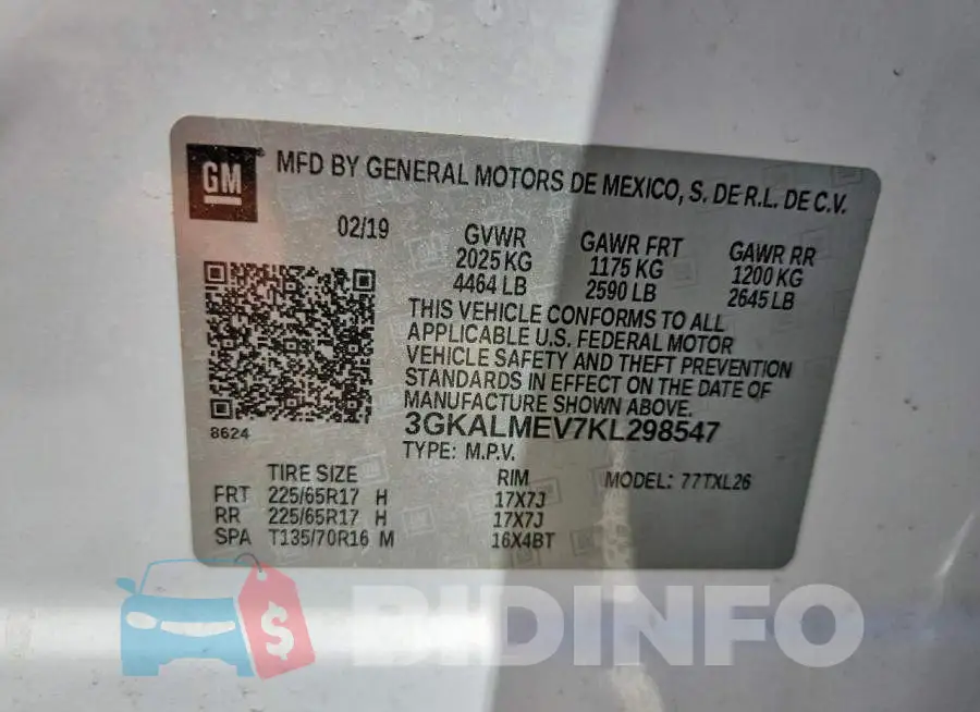 3GKALMEV7KL298547 Photo# 14