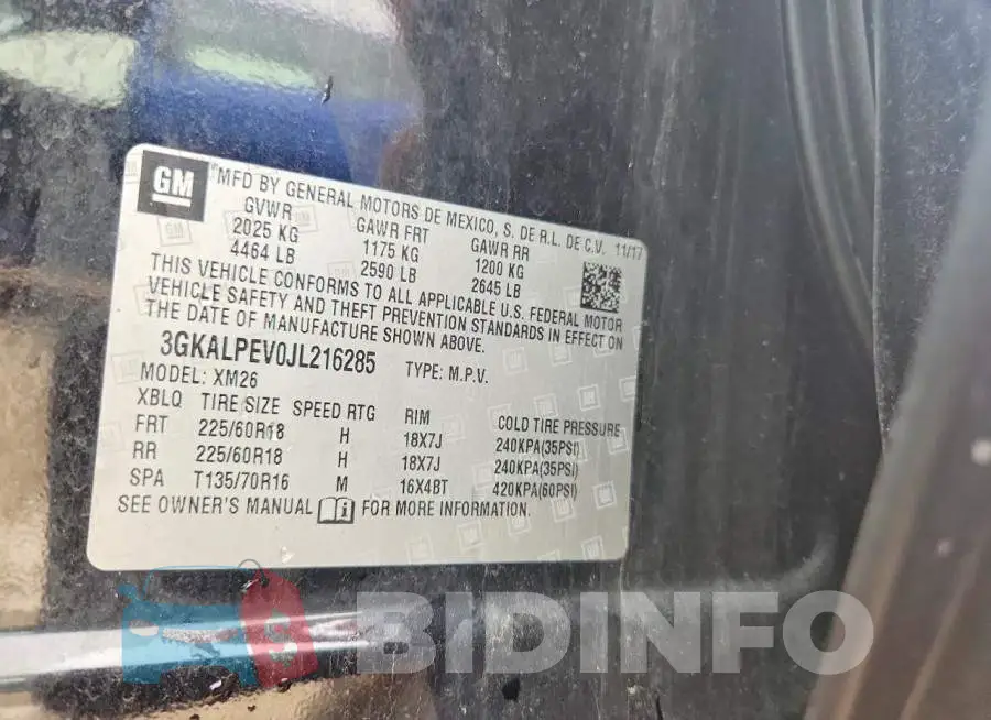 3GKALPEV0JL216285 Photo# 12