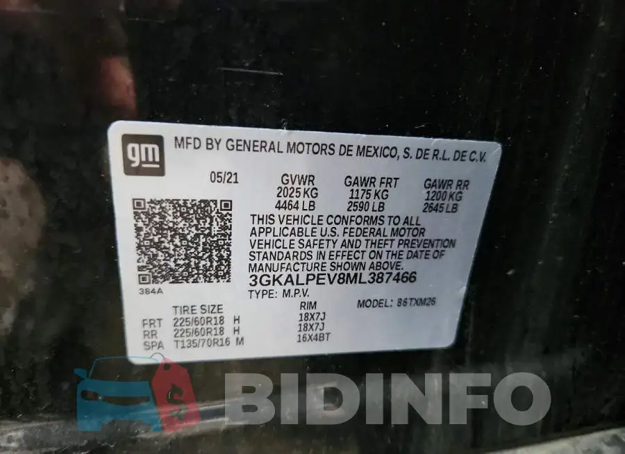 3GKALPEV8ML387466 Photo# 13