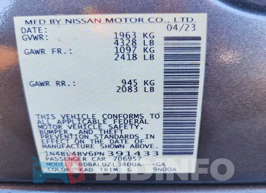 1N4BL4BV6PN391433 Photo# 12