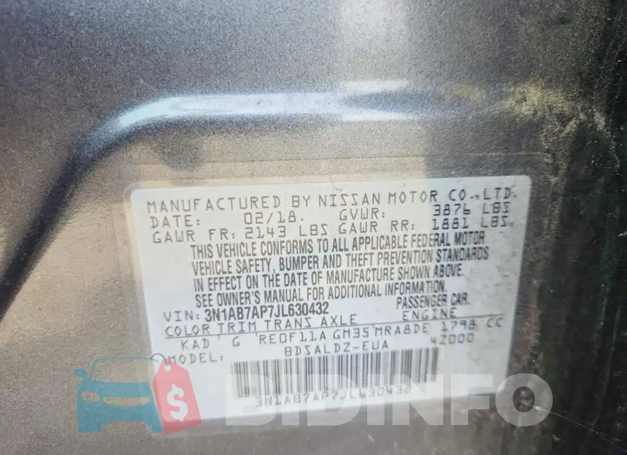 3N1AB7AP7JL630432 Photo# 12