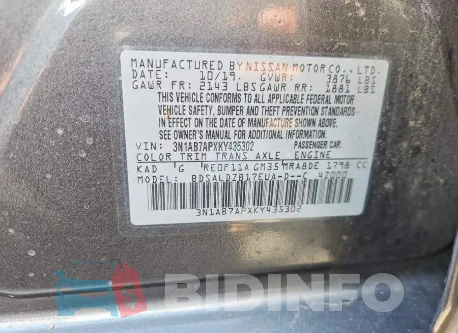 3N1AB7APXKY435302 Photo# 13