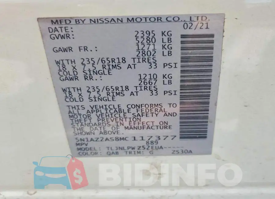 5N1AZ2AS8MC117377 Photo# 14