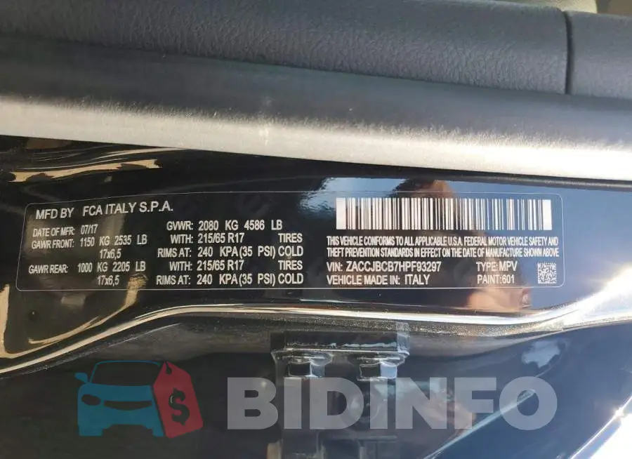 ZACCJBCB7HPF93297 Photo# 13