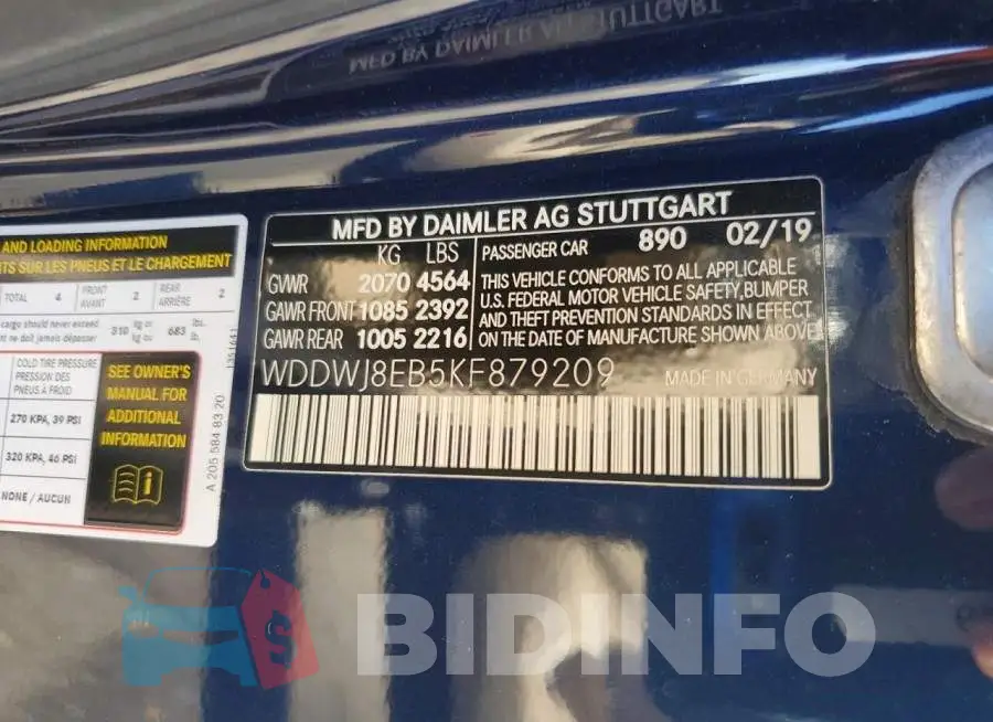 WDDWJ8EB5KF879209 Photo# 12