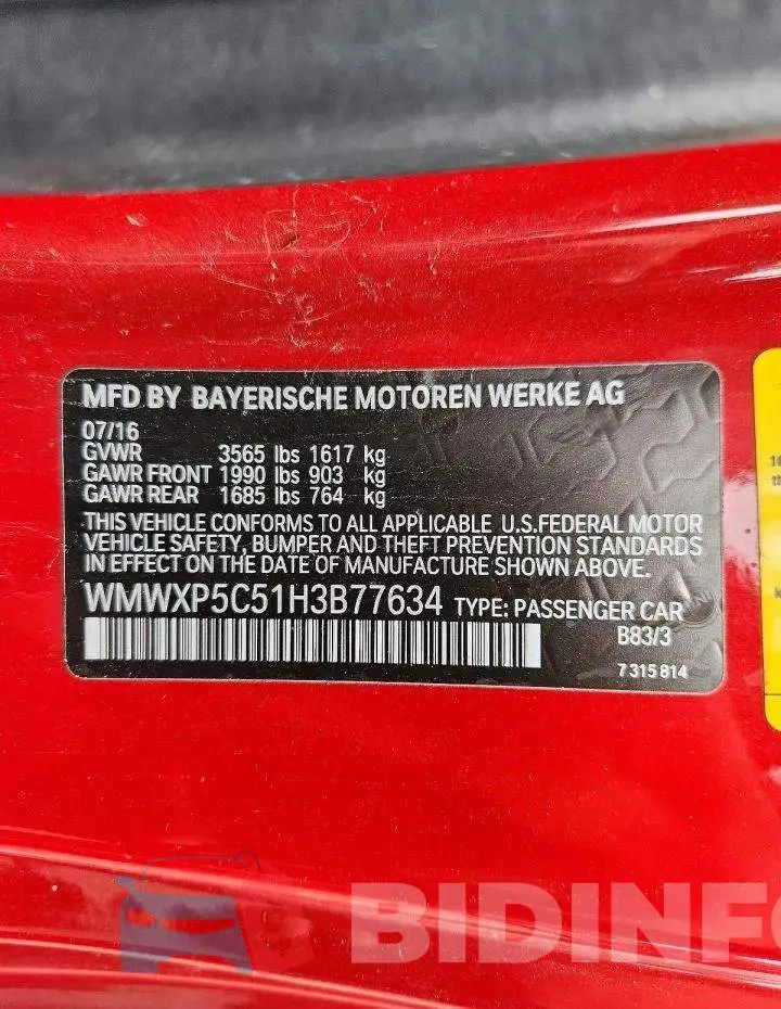 WMWXP5C51H3B77634 Photo# 12