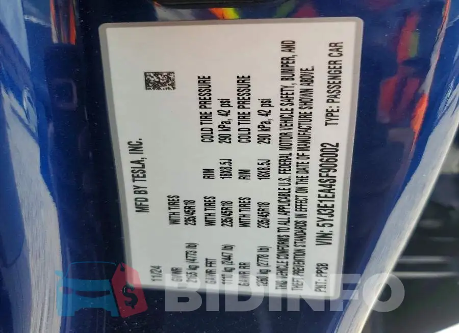 5YJ3E1EA4SF906002 Photo# 12