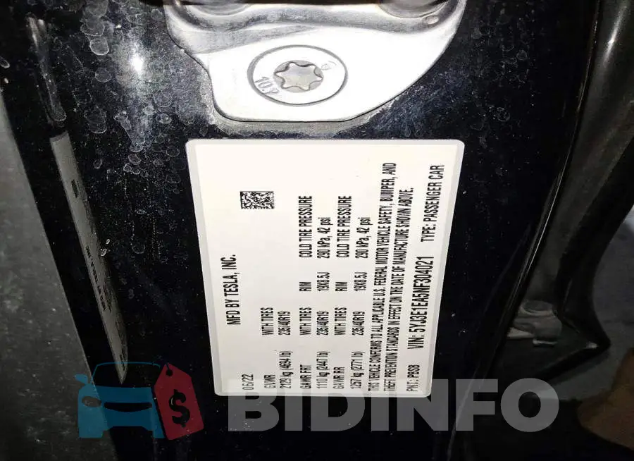5YJ3E1EA5NF304021 Photo# 12