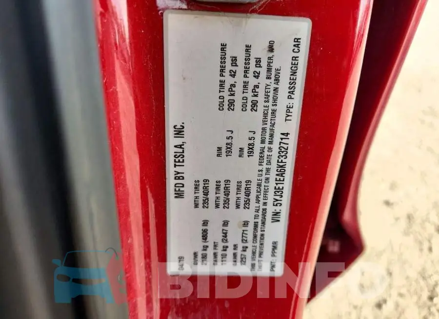 5YJ3E1EA6KF332714 Photo# 12