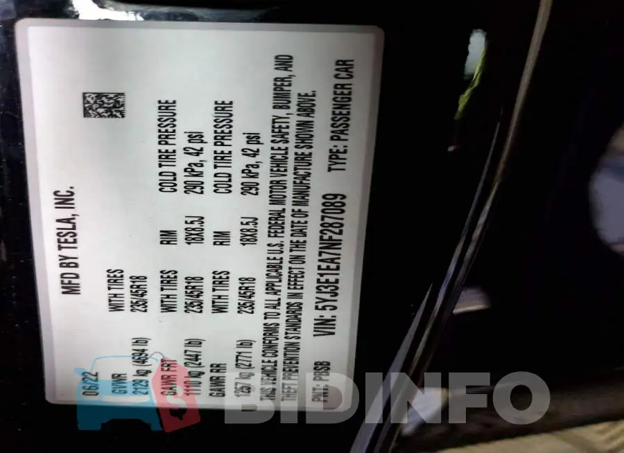 5YJ3E1EA7NF287089 Photo# 12