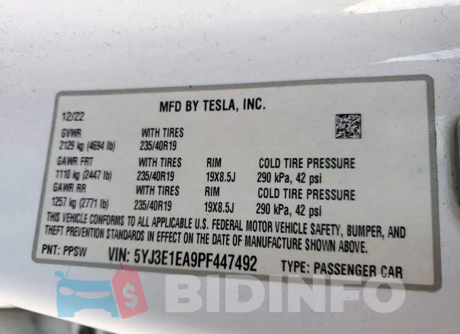 5YJ3E1EA9PF447492 Photo# 12