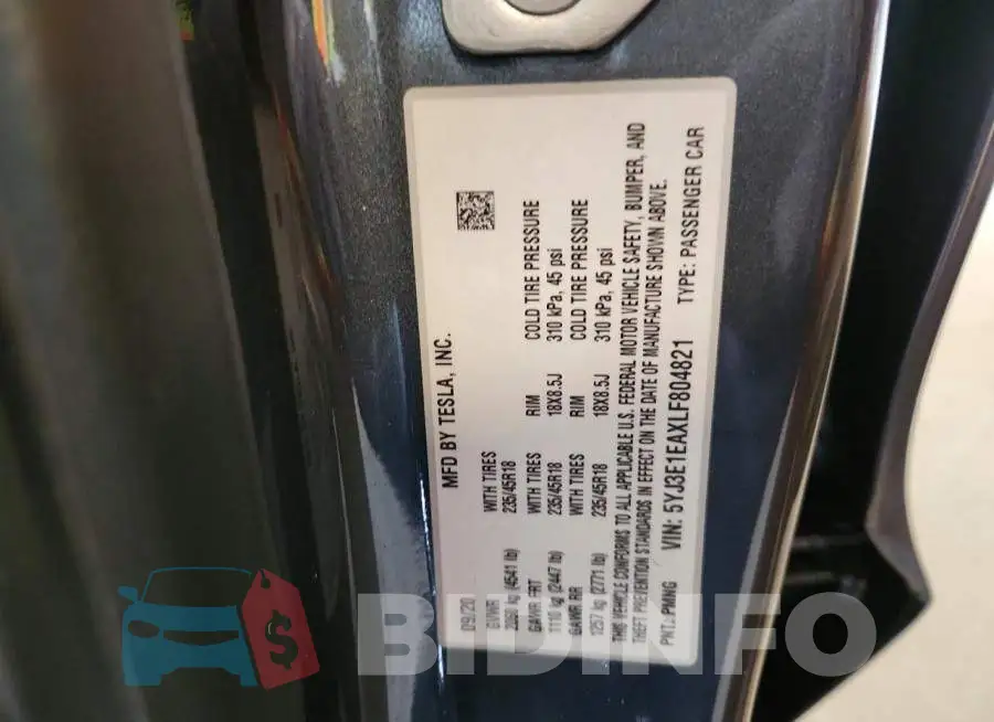 5YJ3E1EAXLF804821 Photo# 12