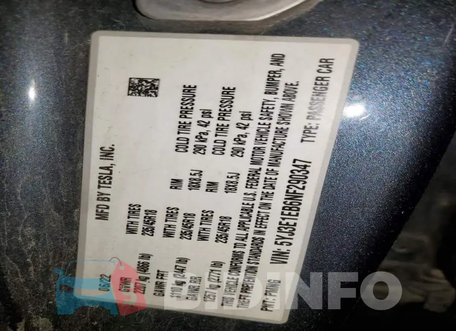 5YJ3E1EB6NF290347 Photo# 12