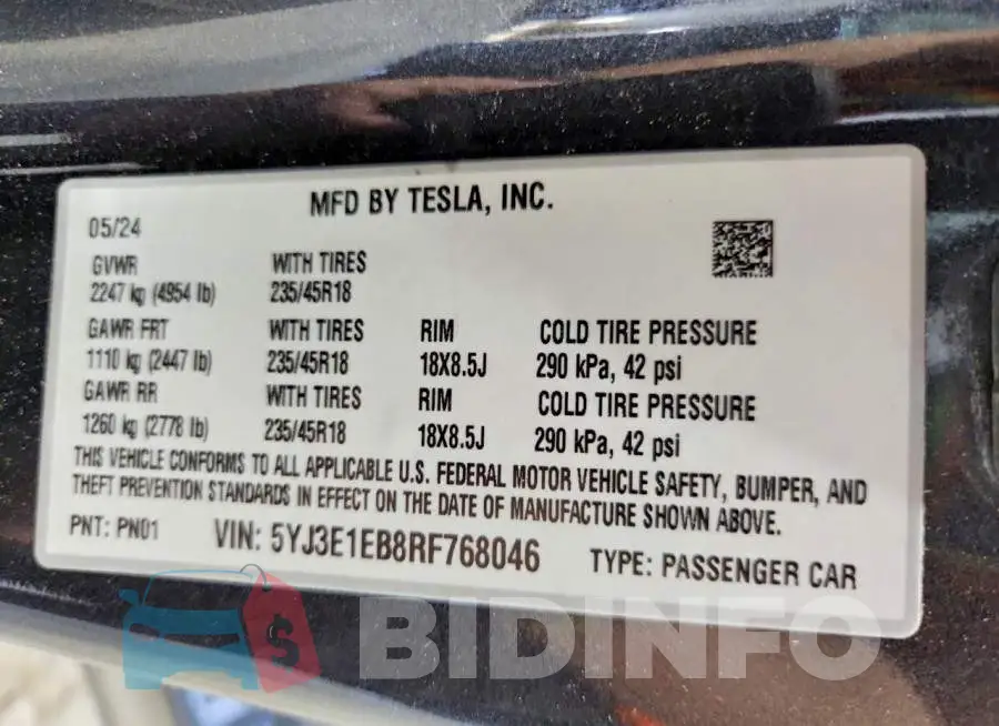5YJ3E1EB8RF768046 Photo# 12