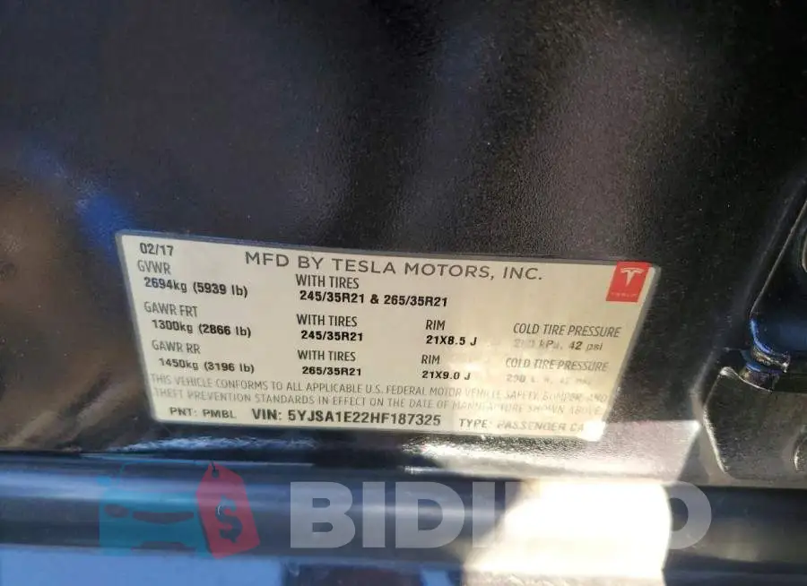 5YJSA1E22HF187325 Photo# 12