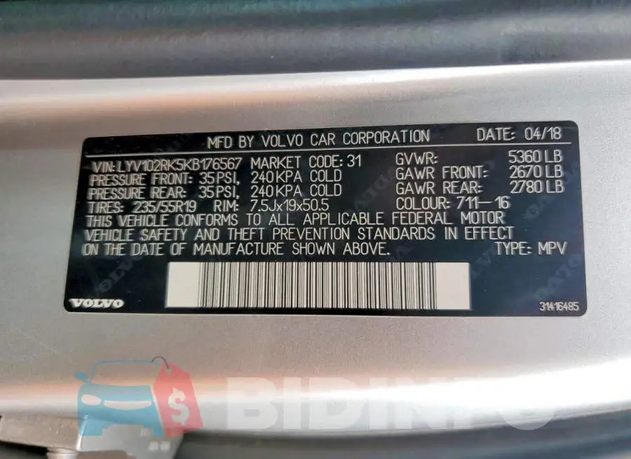 LYV102RK5KB176567 Photo# 13