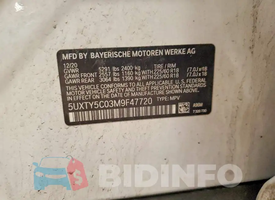 5UXTY5C03M9F47720 Photo# 13
