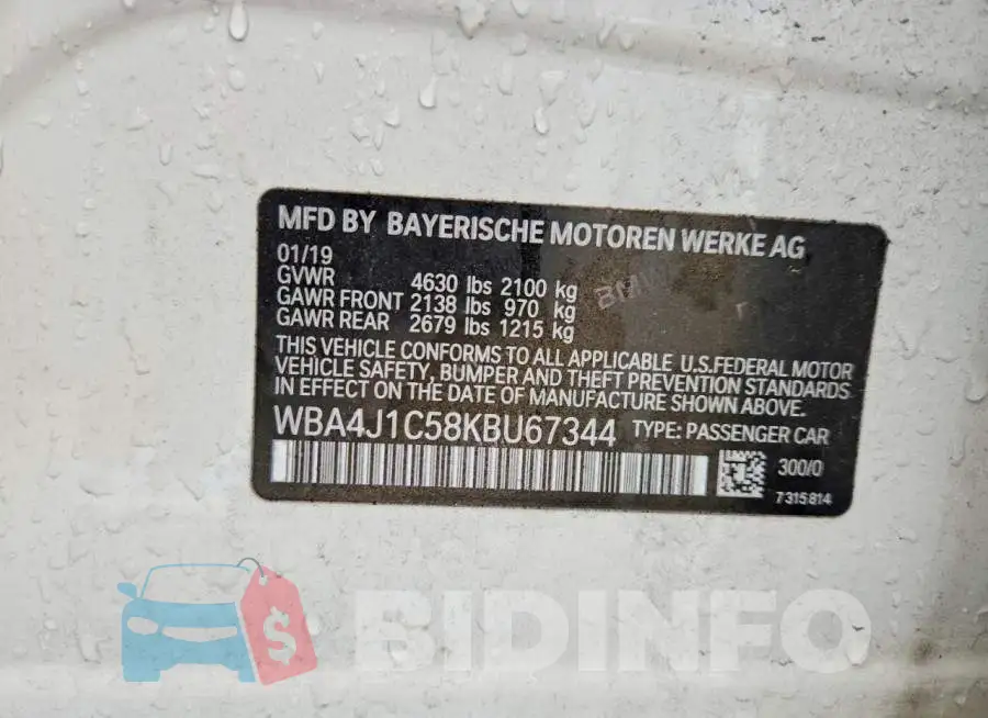 WBA4J1C58KBU67344 Photo# 12
