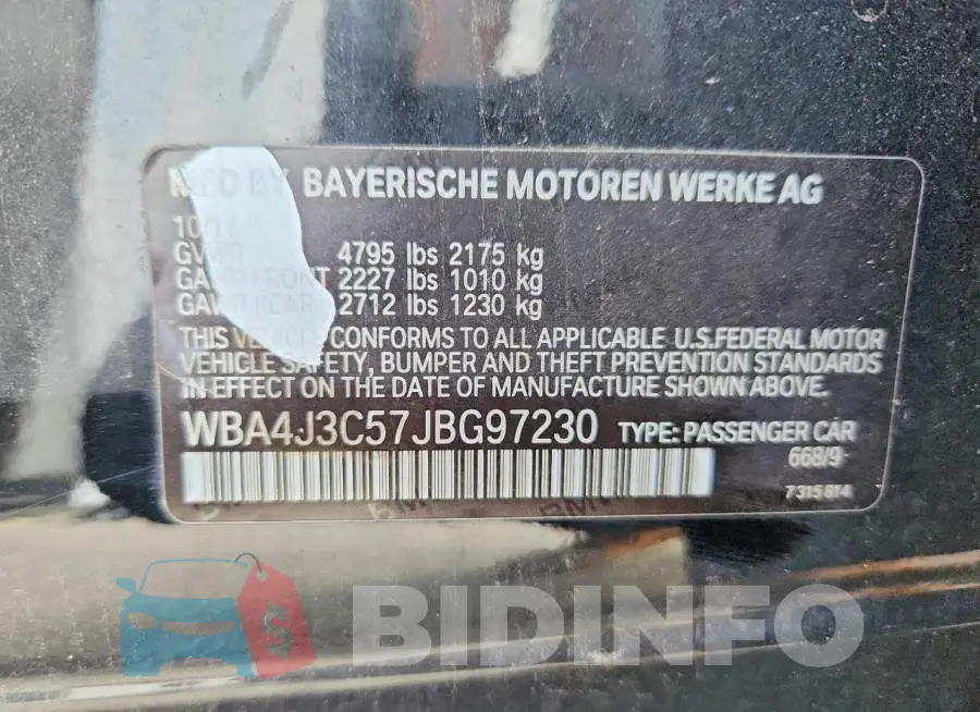 WBA4J3C57JBG97230 Photo# 12