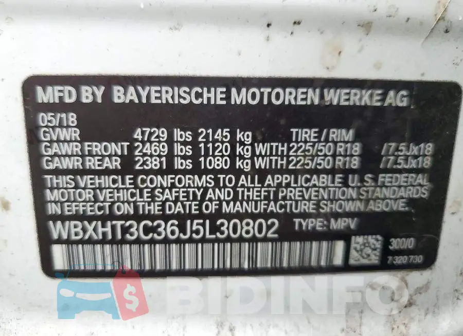 WBXHT3C36J5L30802 Photo# 14