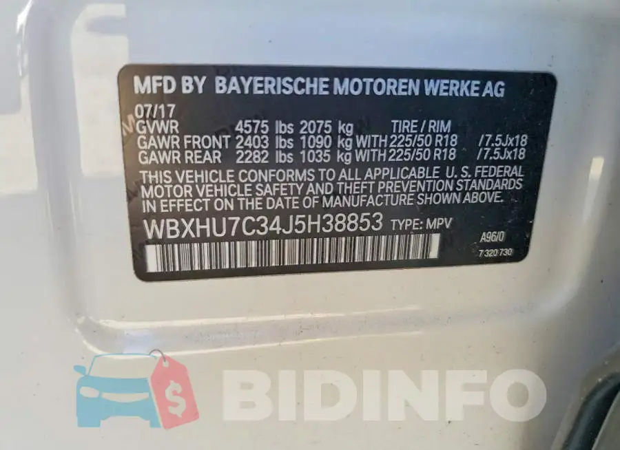 WBXHU7C34J5H38853 Photo# 14