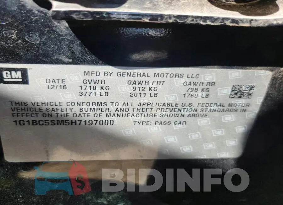 1G1BC5SM5H7197000 Photo# 12