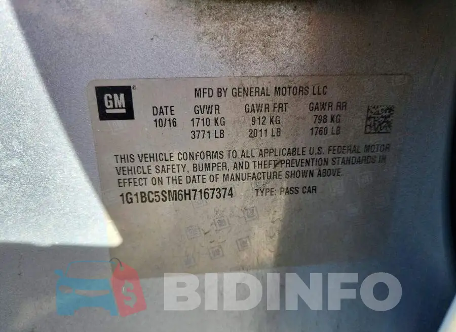 1G1BC5SM6H7167374 Photo# 12
