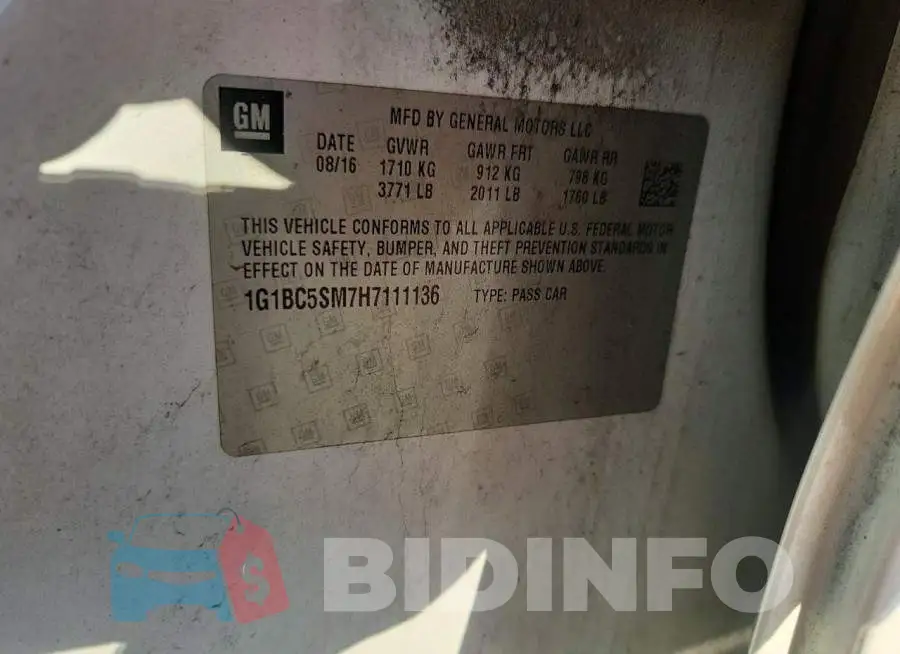 1G1BC5SM7H7111136 Photo# 12