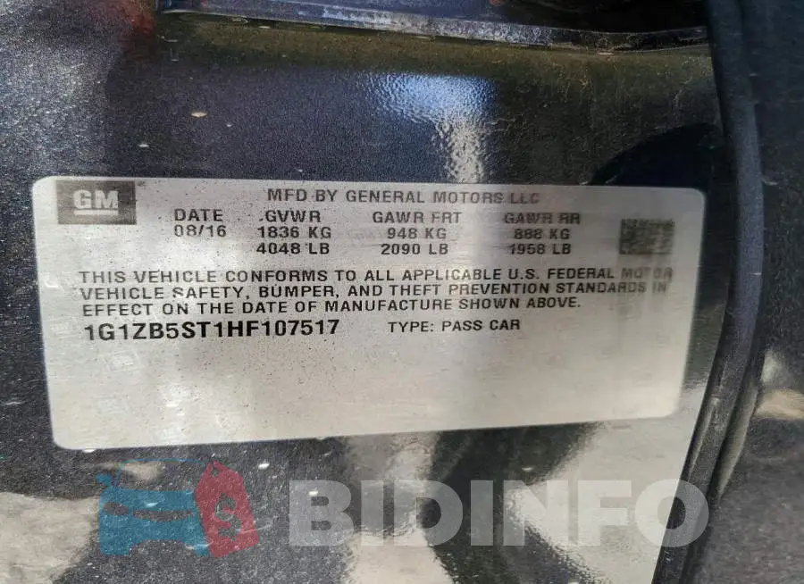 1G1ZB5ST1HF107517 Photo# 12