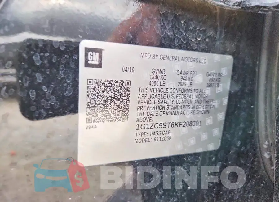 1G1ZC5ST6KF208301 Photo# 12