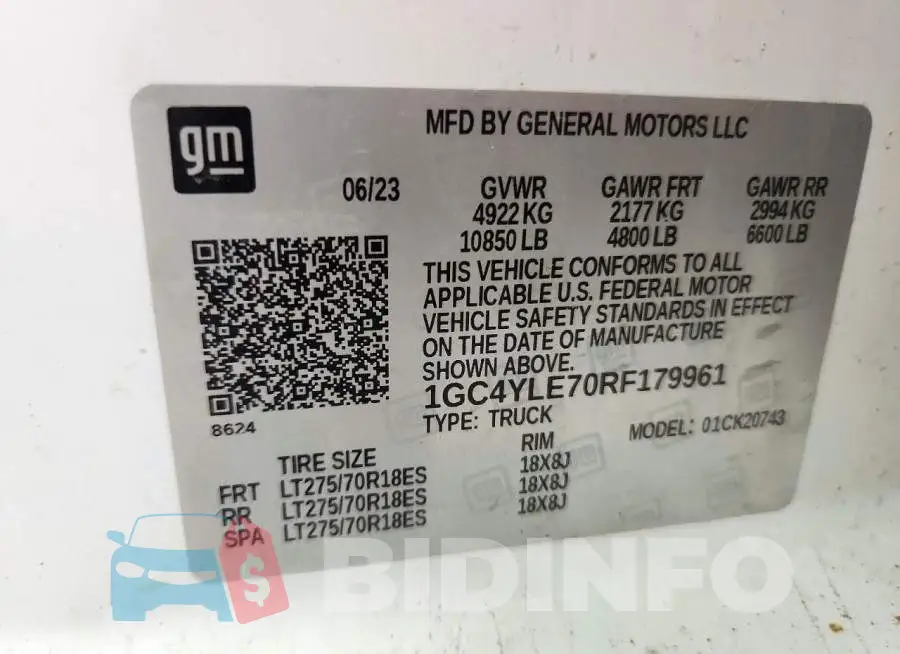 1GC4YLE70RF179961 Photo# 12