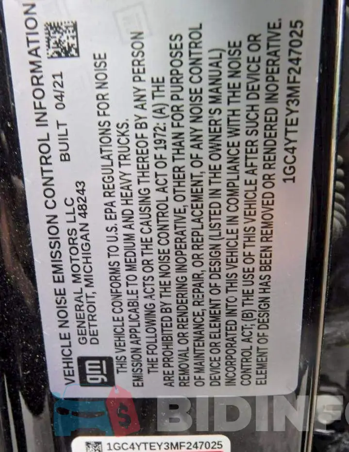 1GC4YTEY3MF247025 Photo# 12