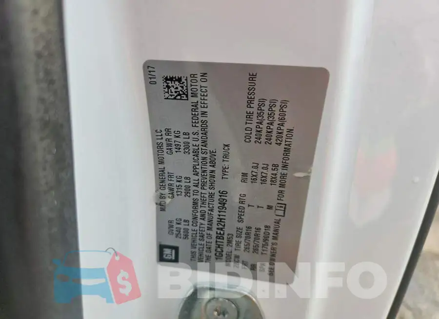 1GCHTBEA2H1194916 Photo# 12
